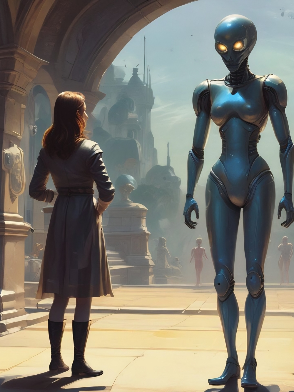 Futuristic Blue Robot Art Print - Unbranded